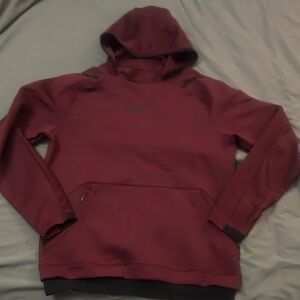 Nike DRI-FIT Mens Burgundy Hoodie with Black Accents